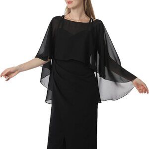 Women's Chiffon Capelet 11.5-26.5 Inch Cover Up for Evening Wedding Formal